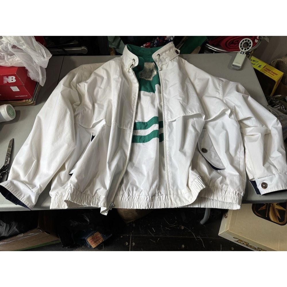 Awesome‎ Vintage 90s London Fog Jacket Men's Size 3XL White Gree Vented Full Zip